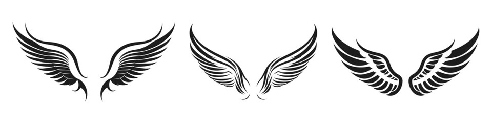 Set of wings icons. Wings badges. Collection wings badges. Vector illustration