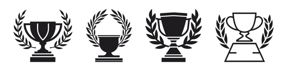 Trophy icons on white background. Vector illustration.