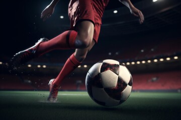 Fototapeta premium sport football soccer goal ball stadium foot game competition kick. Generative AI.