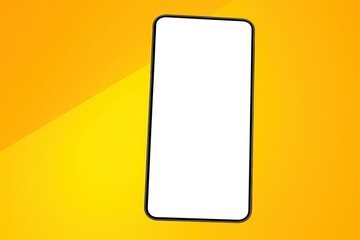 phone with blank screen, smartphone with blank screen isolated on a yellow colored background