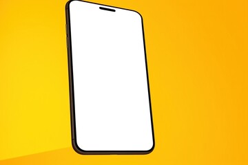 smartphone with blank screen isolated on a yellow colored background