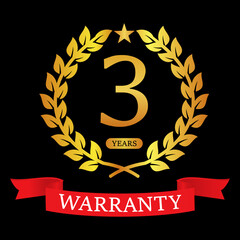3 years warranty design logo template illustration