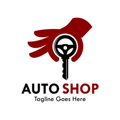Auto shop design logo template illustration