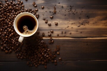 brown morning drink aroma cup breakfast espresso mug cafe bean. Generative AI.