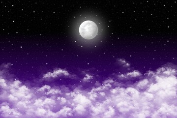 Fototapeta na wymiar 月 星空 宇宙 紫 ホラー ハロウィン