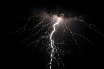 Lightning strike on black background stormy sky made with generative AI