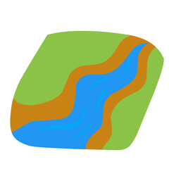 river cartoon with green plains