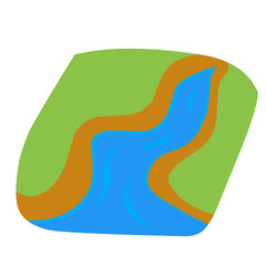 river cartoon with green plains