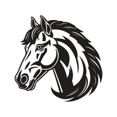 colt mascot, vintage logo line art concept black and white color, hand drawn illustration