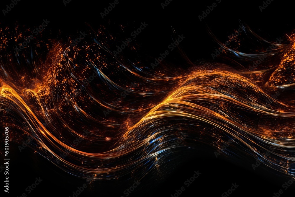 Wall mural abstract luminous energy flow wave isolated on black background made with generative ai