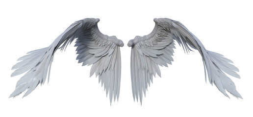 3d rendering fantasy white angel wings isolated