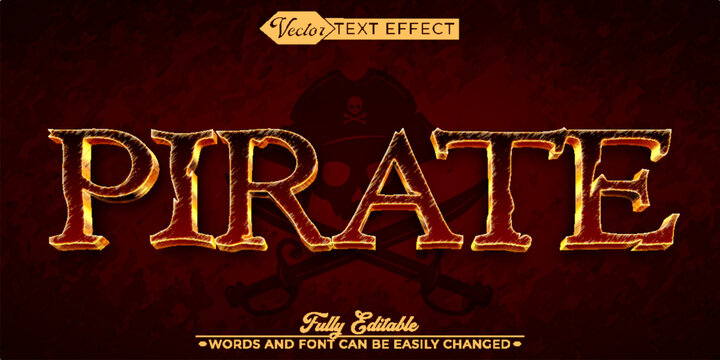 Worn Pirate Vector Editable Text Effect Template