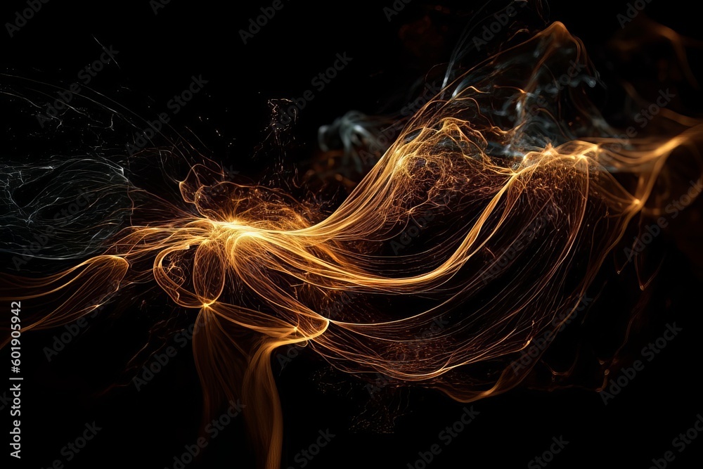 Wall mural abstract luminous energy flow wave isolated on black background made with generative ai