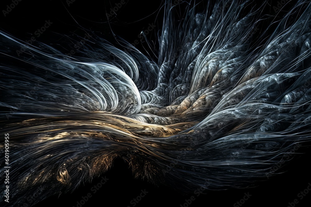 Wall mural abstract luminous energy flow wave isolated on black background made with generative ai