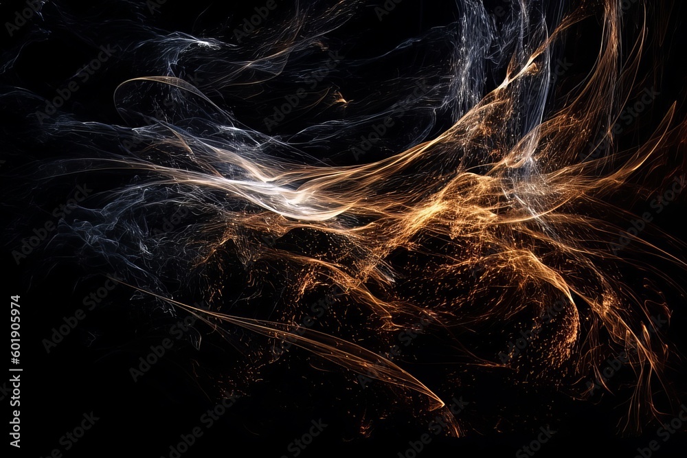 Wall mural abstract luminous energy flow wave isolated on black background made with generative ai