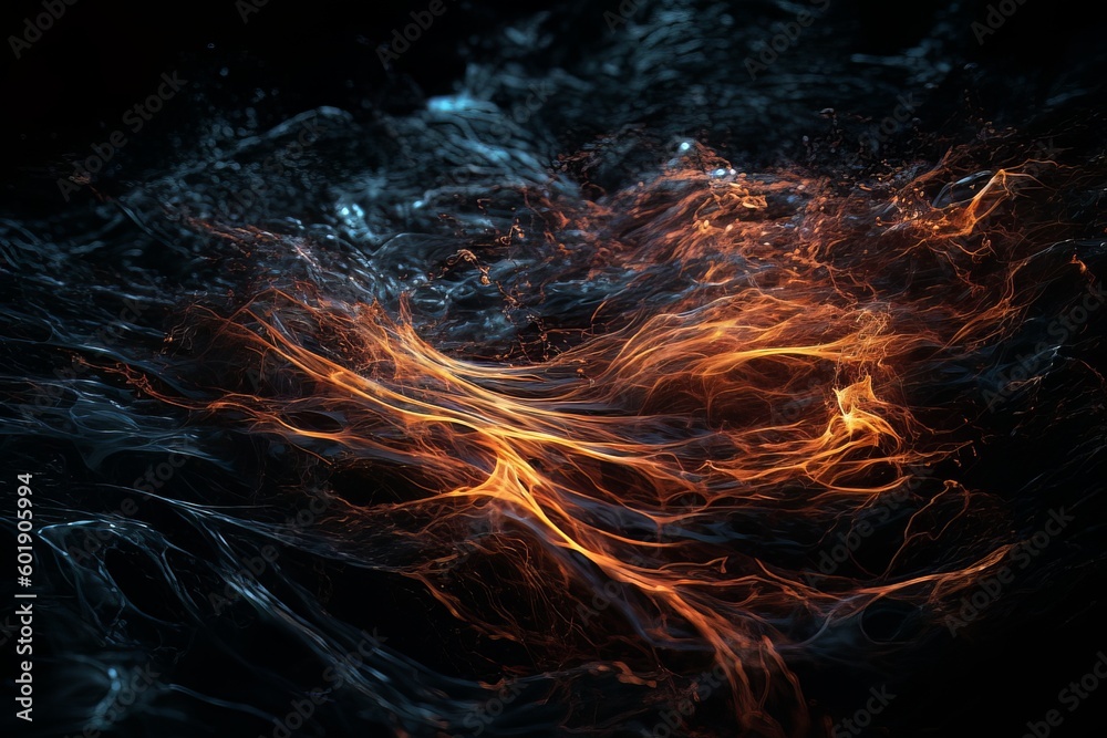 Wall mural abstract luminous energy flow wave isolated on black background made with generative ai