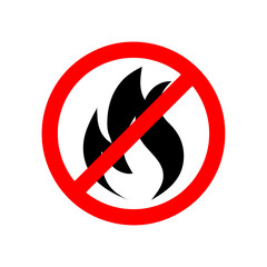 No Fire Vector Sign icon symbol, No flame sign illustration on white background..eps