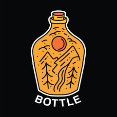 Bottle Mountain Logo Vector Graphic Design illustration Retro Vintage Badge Emblem Symbol and Icon