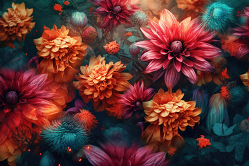 Illustration, flowers background, Ai generated