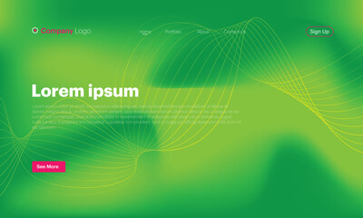 Obraz premium Abstract line art vector background website Landing Page. Template for websites.Wave with lines created using blend tool. Abstract gradient background with a coloured dynamic waves.