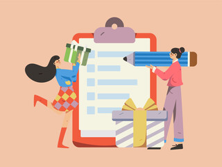 Invite friends to conduct questionnaire survey flat vector concept operation hand drawn illustration
 - obrazy, fototapety, plakaty