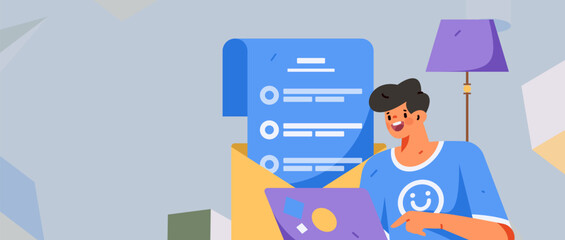 Invite friends to conduct questionnaire survey flat vector concept operation hand drawn illustration
