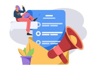 Invite friends to conduct questionnaire survey flat vector concept operation hand drawn illustration
