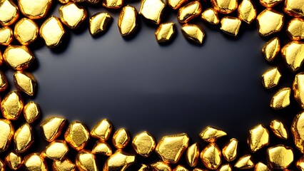 Glistening Gold Nuggets on a Dark Grey Background: A Luxurious Visual Treat