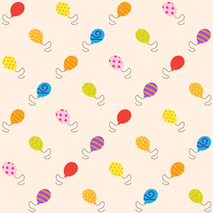 Artsy Colorful Hand Drawn Balloon Vector Seamless Pattern