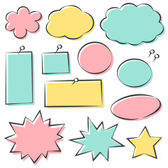 パステルカラーのポップなフキダシセット