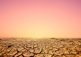 Lands cracked by drought due to environmental changes and global warming