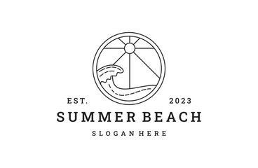 Summer beach logo vector icon illustration hipster vintage retro .