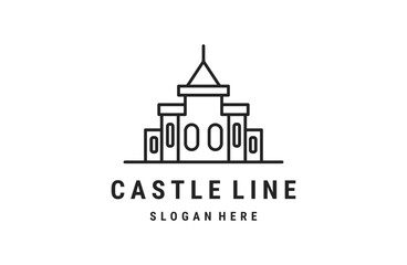 Castle logo concept, castle tower vector line style .
