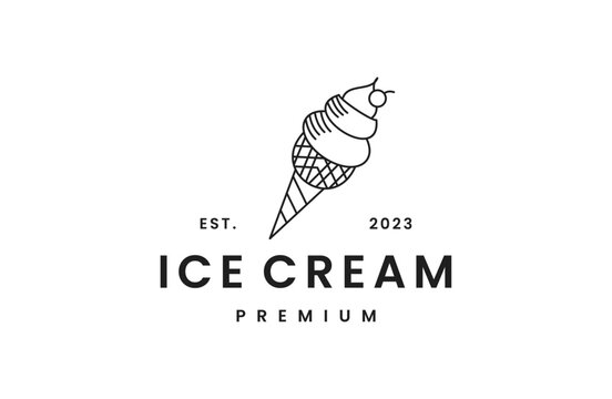 ice cream logo vector icon illustration hipster vintage retro .