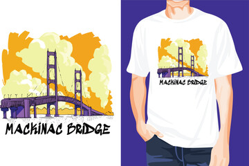 t shirt design concept of bridge Mackinac