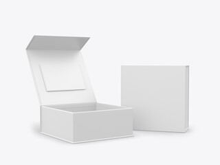 Blank Book Style Packaging Box Template, 3d render illustration.