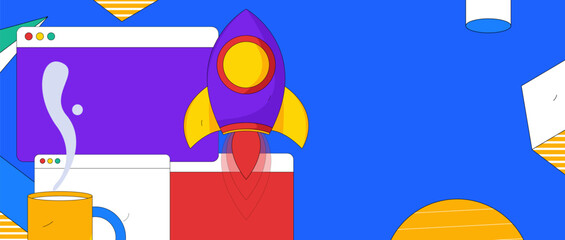 Programming teaching development flat character vector concept operation hand drawn illustration
