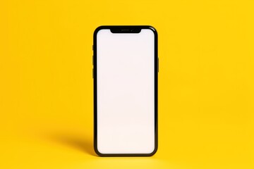 smartphone with blank screen isolated, smartphone with blank screen isolated on a yellow colored background