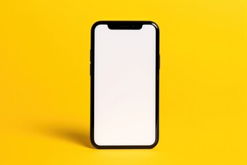 mobile phone, phone with blank screen, smartphone with blank screen isolated, smartphone with blank screen isolated on a yellow colored background