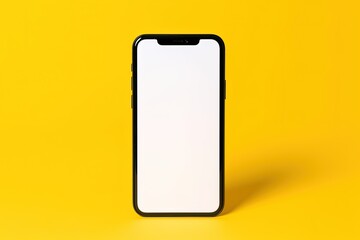 mobile phone, smartphone with blank screen isolated, smartphone with blank screen isolated on a yellow colored background