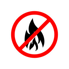 No open flame sign. No fire, No access with open flame prohibition sign illustration on white background..eps