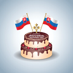 Slovakia National Day with a Cake .Vector Illustration