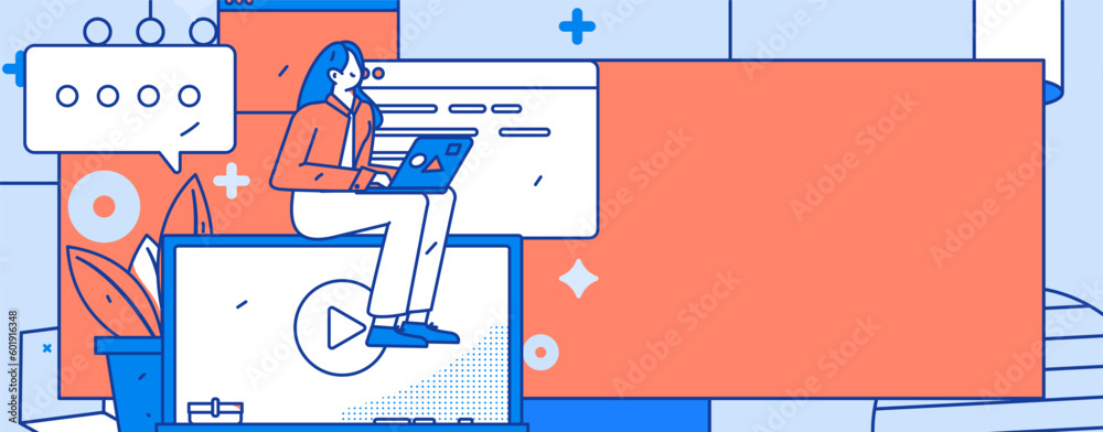 Wall mural programming teaching development flat character vector concept operation hand drawn illustration