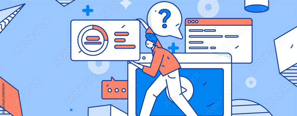 Wall mural programming teaching development flat character vector concept operation hand drawn illustration