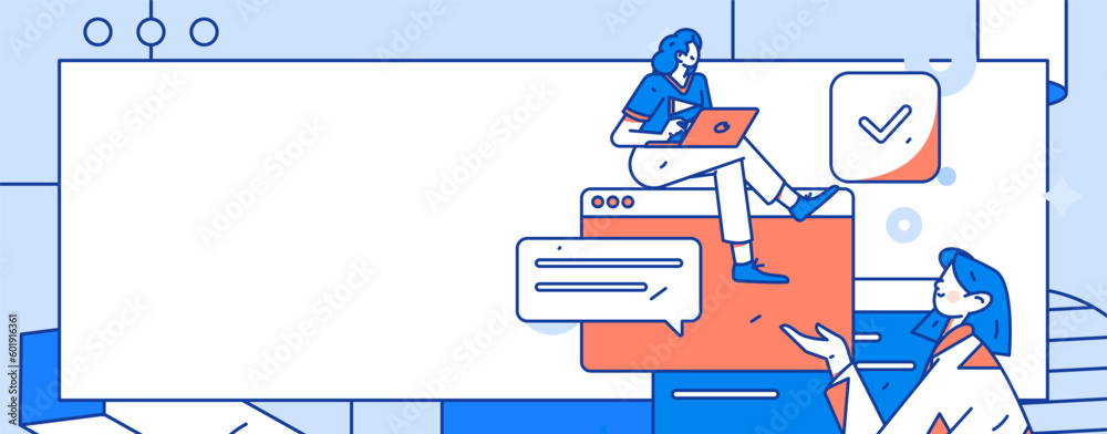 Wall mural programming teaching development flat character vector concept operation hand drawn illustration