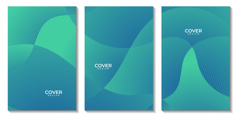 abstract flyers set colorful gradient wave background for business