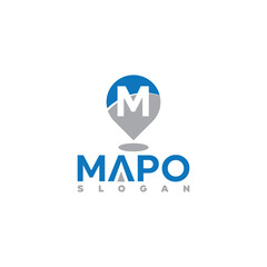Letter M geotag logo icon design template elements