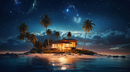 Obraz premium The night tropical island