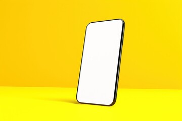 phone with blank screen, smart cell phone with blank screen isolated on a yellow color background