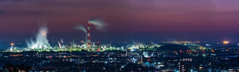 petrochemical complex at Yokkaichi Port and Yokkaichi city in the morning.